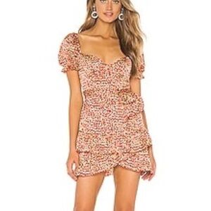 Majorelle, Shiloh Mini Dress in Red Leopard , Floral Puff Sleeve Mini Dress